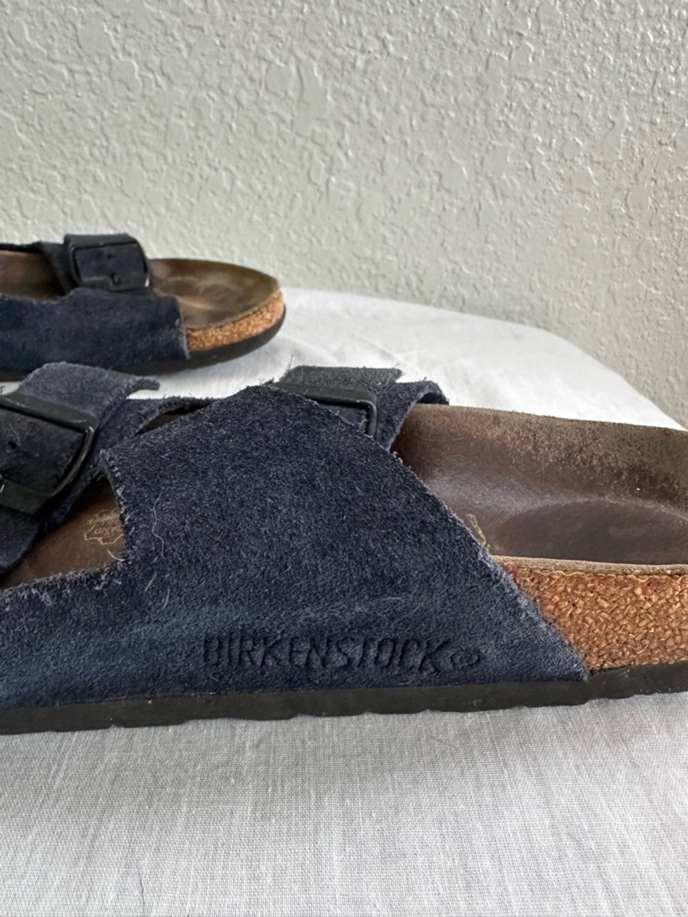 Birkenstock Arizona Soft Footbed Sandals Navy Suede Size 41 US Men 8 Women 10 - Picture 10 of 11